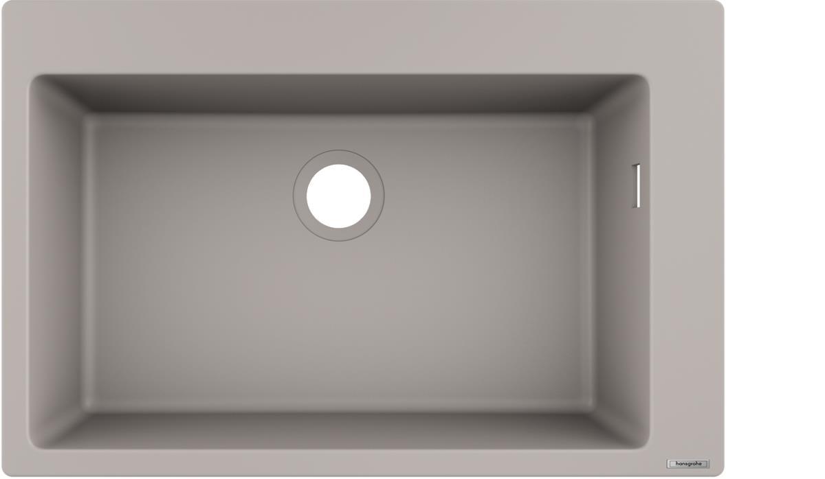 Мийка кухонна Hansgrohe S51, граніт, прямокутник, без крила, 770х510х190мм, чаша - 1, накладна, S510-F660, сірий бетон