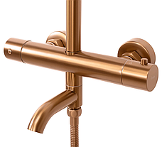 Душовий гарнітур REA LUNGO BRUSHED COPPER з термостатом та виливом, фото 3