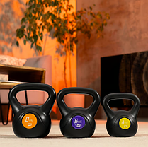 Гиря вінілова 6кг HS-PB006KB чорна, фото 3