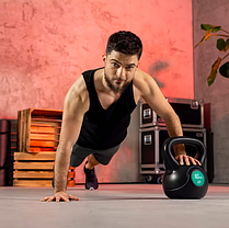 Гиря вінілова 16кг HS-PB0016KB чорна, фото 3