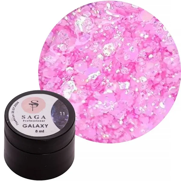 Гель для дизайну Saga Professional Galaxy Glitter No11, 8 мл