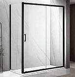 Душова кабіна DUSEL A-517B Black Matt 120х100х195 см розсувні двері чорний профіль, прозоре скло 6мм, фото 2