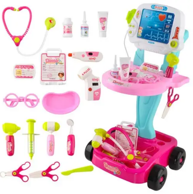 Дитячий ігровий набір маленького лікаря - рожевий візок Kruzzel 8245, фото 1