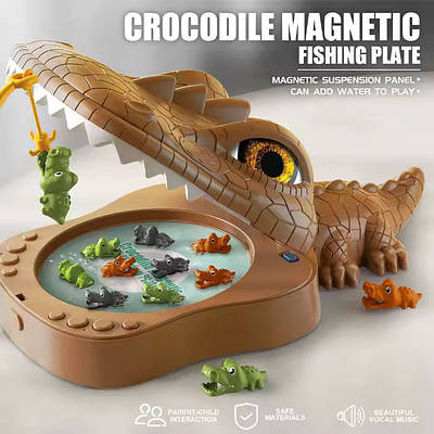 Унікальна дитяча гра риболовля фішинг Магнітний столик Крокодил Дістань рибку зі ставка Паща відкривається звук