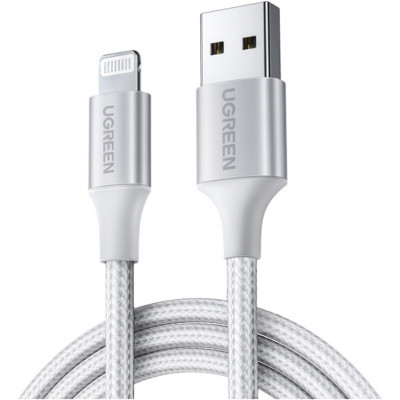 Дата кабель USB 2.0 AM to Lightning 2.0m US199 2.4A Silver Ugreen (60163)