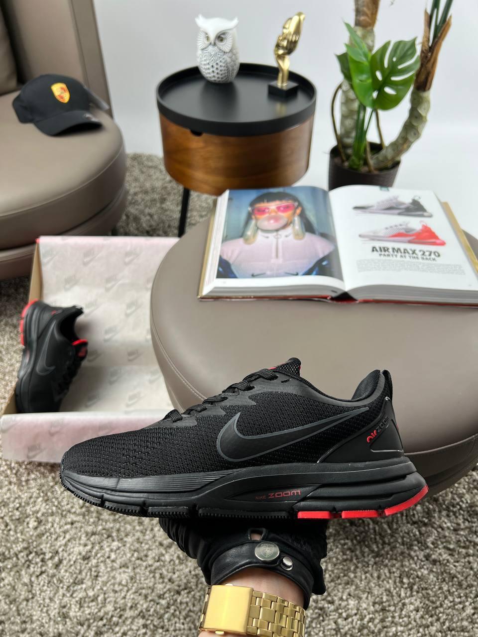 Чоловічі текстильні кросівки Nike Air Zoom Black, кеди Найк чорні текстиль сітка, весна осінь. Чоловіче взуття