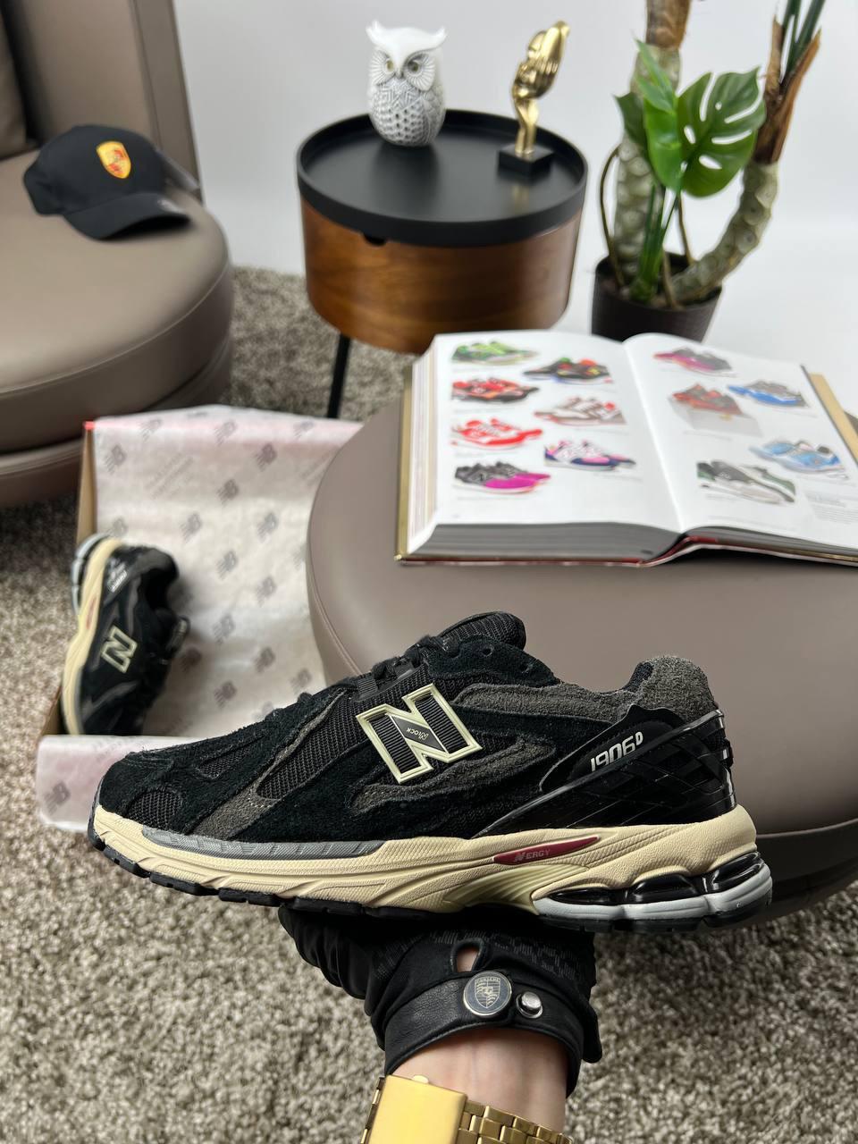 Чоловічі кросівки замша текстиль New Balance 1906D Black Grey Beige, кеди Нью Беланс чорні. Чоловіче взуття