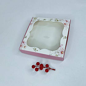 Коробка для пряника, 200*200*30 мм, з вікном, що "Космея"