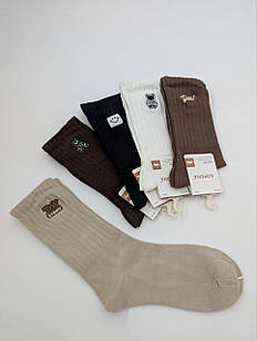 Шкарпетки жіночі високі Корона бавовняні однотонні демісезонні з малюнками. Розмір 36-41, 10 пар/уп. кольорові