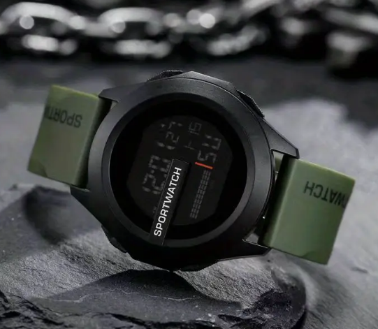 Годинник наручний спортивний електронний SPORTWATCH Green чорнi з зеленим ремінцем
