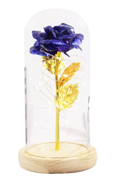 Троянда подарункова в скляній колбі з LED підсвічуванням Rose of Love Синя, фото 1