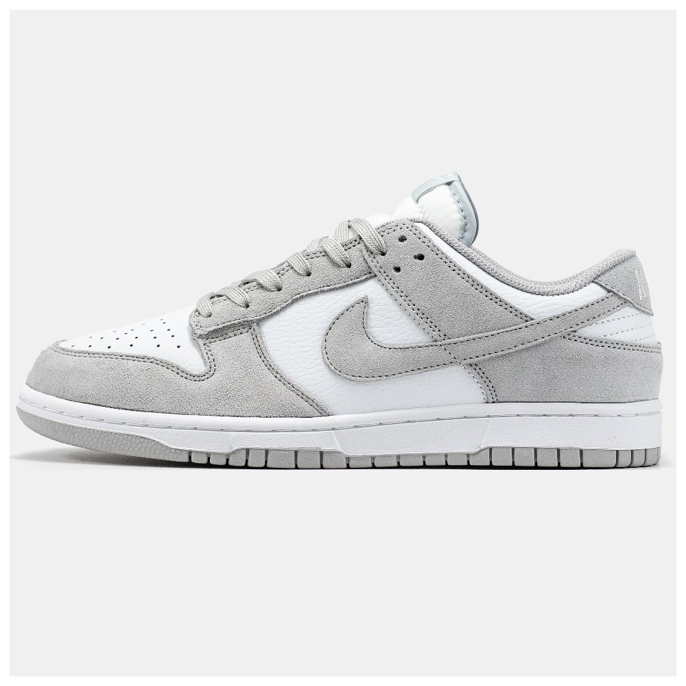 Чоловічі / жіночі кросівки Nike SB Dunk Low Grey White, біло-сірі замшеві кросівки найк сб данк лов