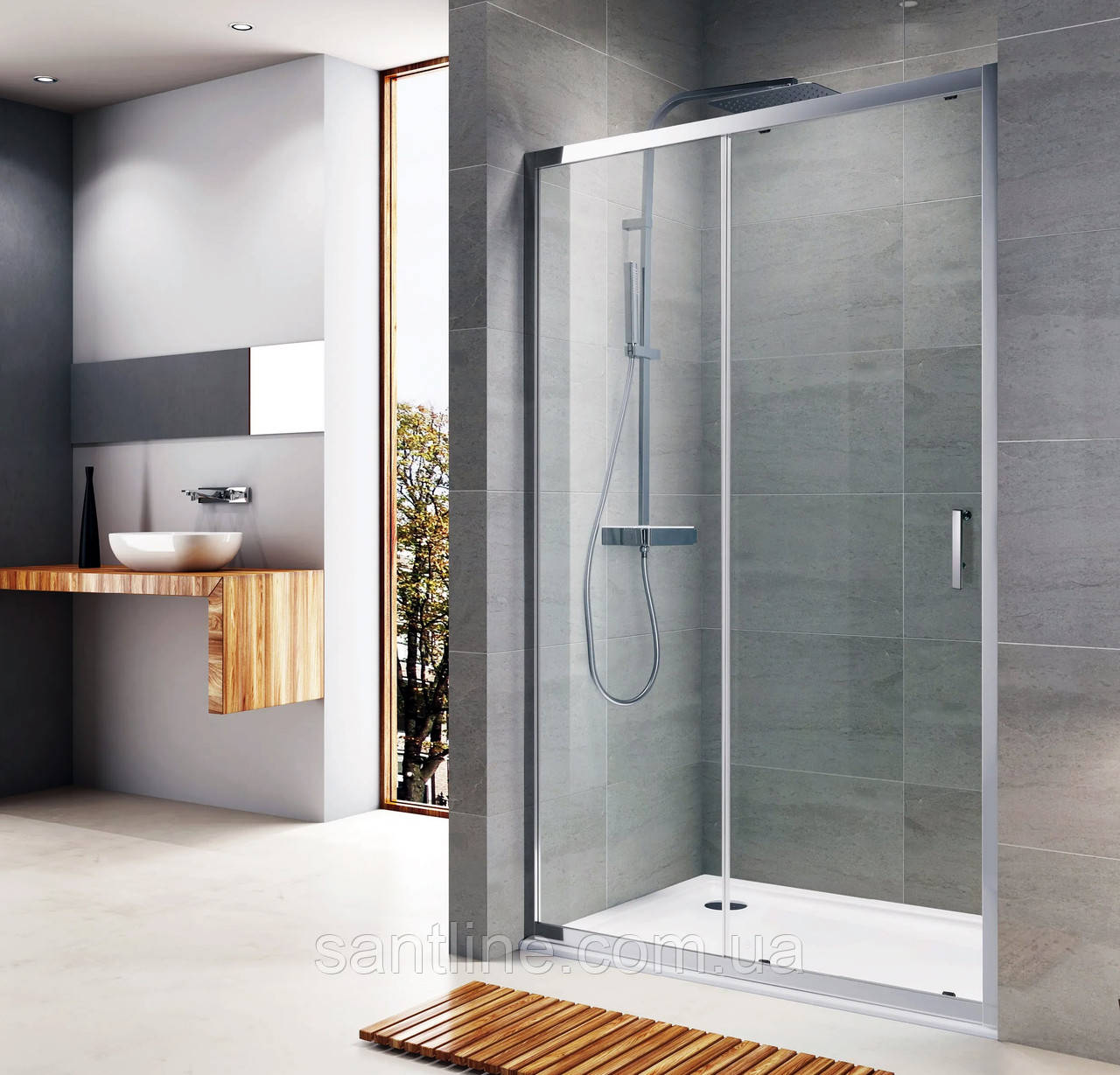 Душові двері в нішу 130х195 см Dusel FА-517 розсувні, прозоре скло 6мм, фото 1