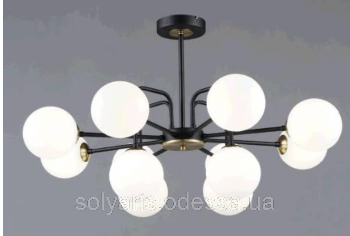 Стильна стельова люстра на дванадцять плафонів SR-N2236344/12 BK+COP, фото 1