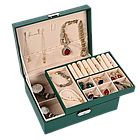 Велика Зручна скринька для біжутерії та прикрас, Скринька органайзер 23x17x8.8cm. Темно зелена