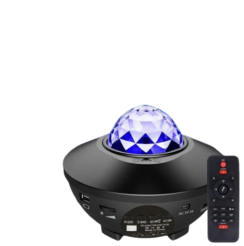 Світлодіодний музичний галактичний нічник - проектор зоряного неба з дистанційним керуванням (чорний), фото 1