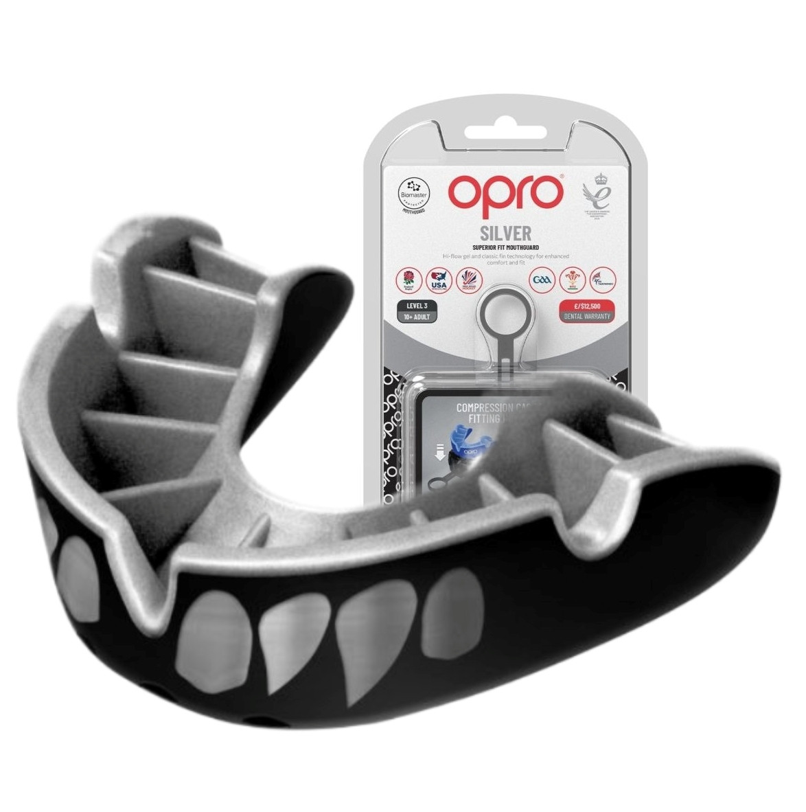 Капа OPRO Silver доросла (вік 11+) Silver Jaws (art.102502012), фото 1