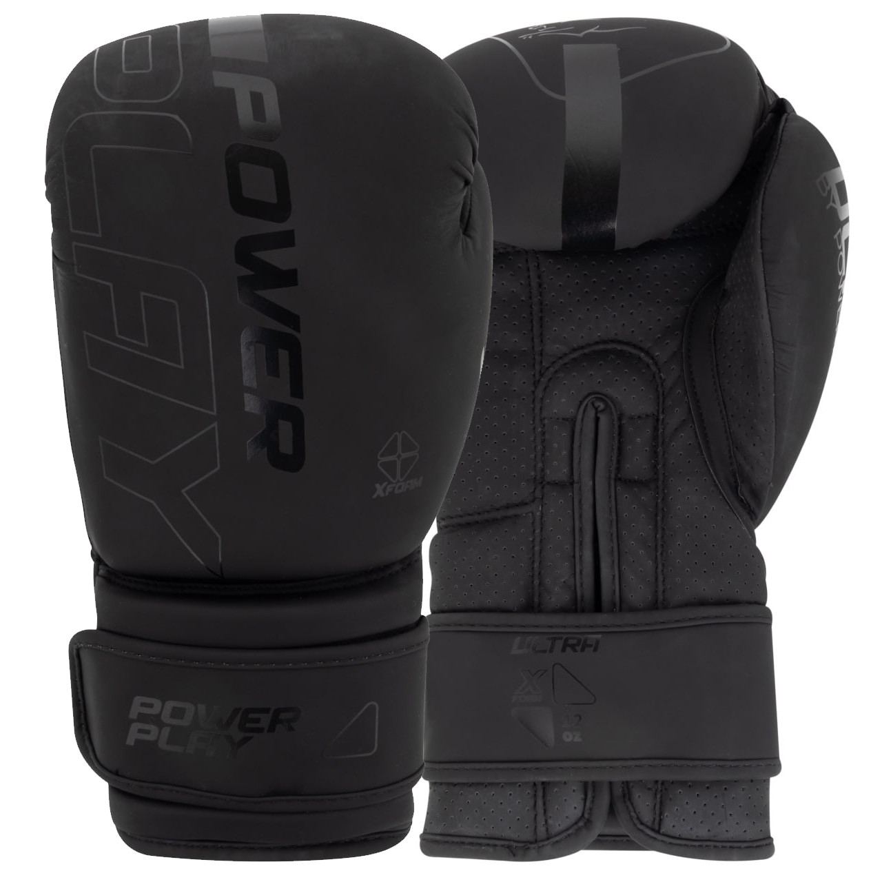 Боксерські рукавиці PowerPlay 3024 Ultra Mat Чорні 12 унцій, фото 1