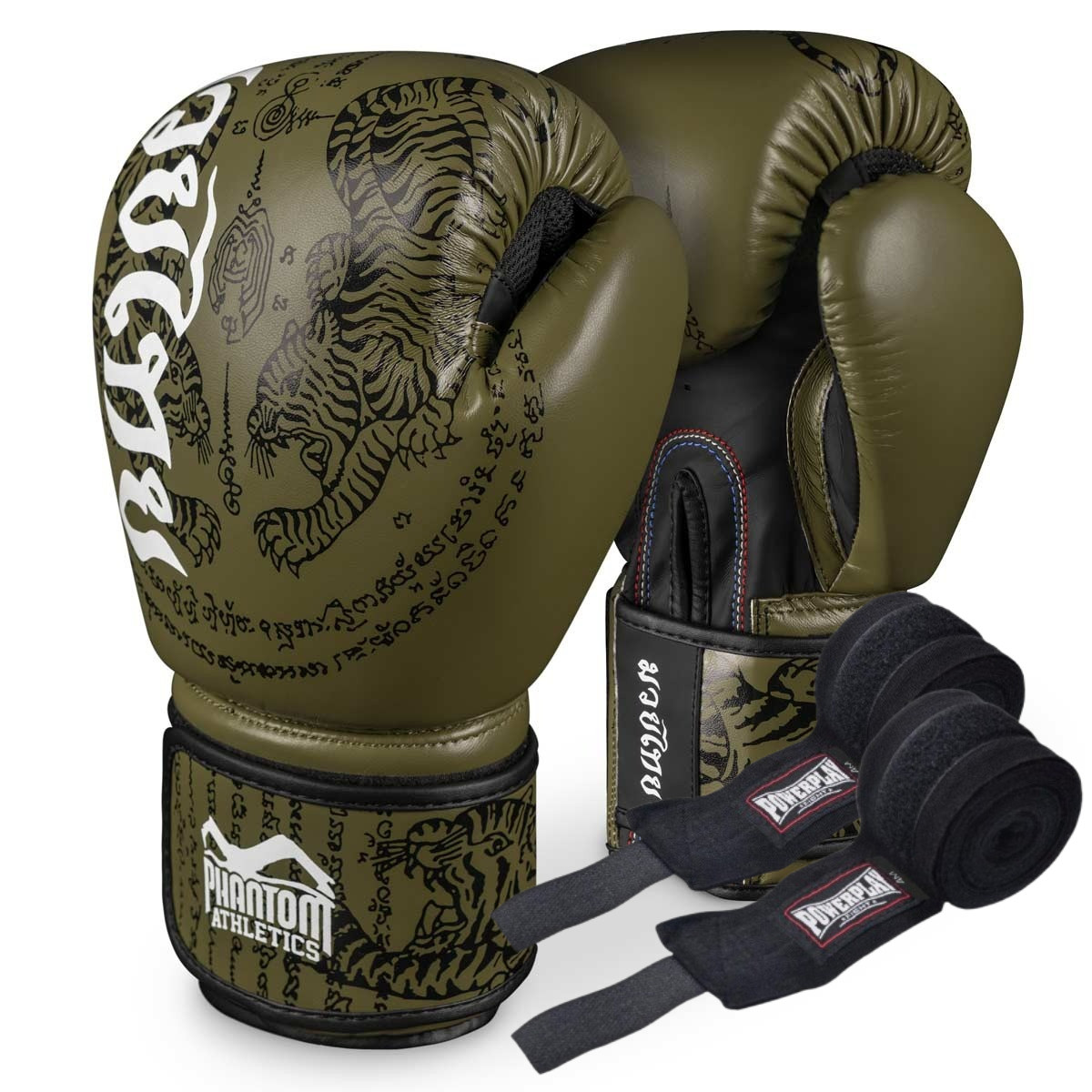 Боксерські рукавиці Phantom Muay Thai Army 10 унцій (Бинти 4м. в подарунок), фото 1