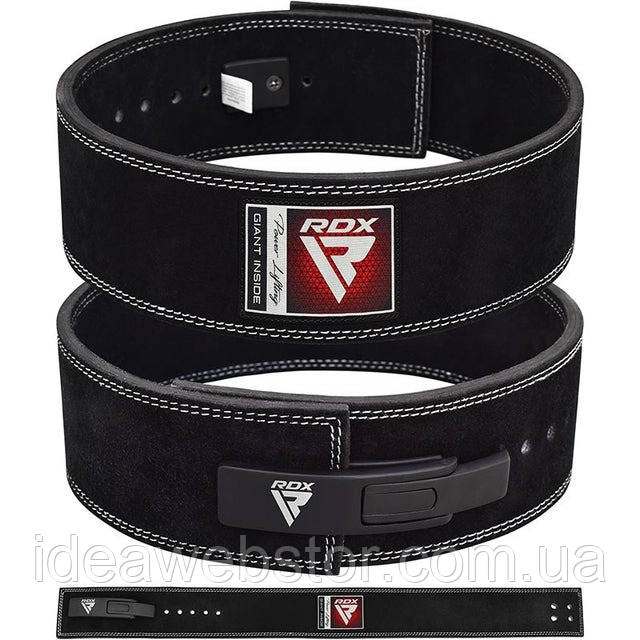 Пояс для важкої атлетики RDX 4 Pro Liver Buckle шкіряний Black Plus M