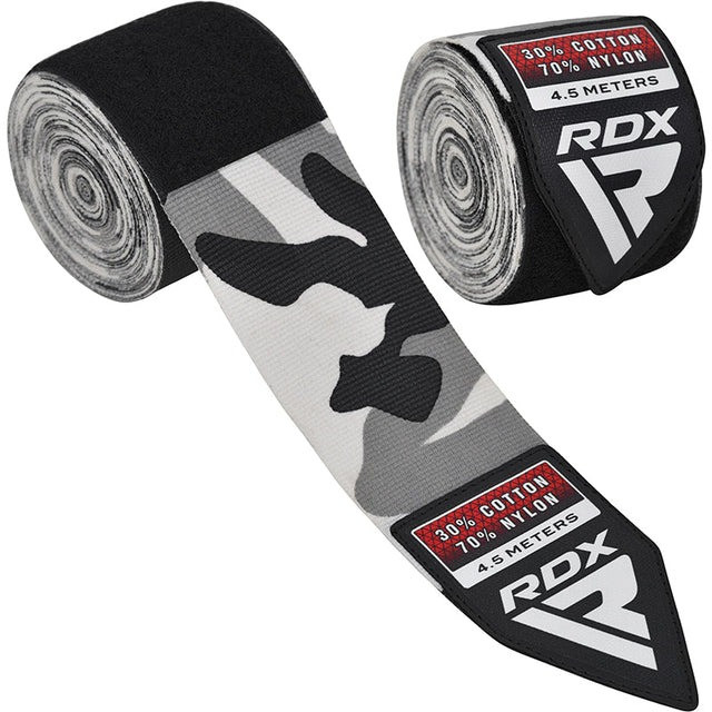 Бинти для боксу RDX WX Professional Boxing Hand Wraps Camo Grey (4.5м.), фото 1
