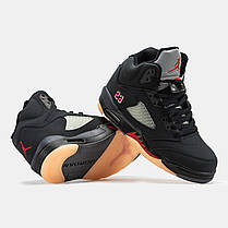 Зимові Чоловічі Кроссовки Nike Air Jordan 5 Retro Gore-Tex / Найк Аїр Джордан 5 Ретро Гор Текс Чорні з Червоним, фото 6