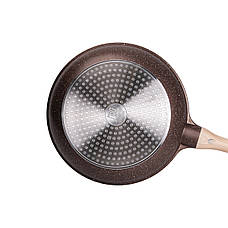 Набір універсальних сковорідок ⌀ 20/24/28 см MGC алюмінієвий з антипригарним покриттям 1,2/2/3 л Коричневий, фото 4