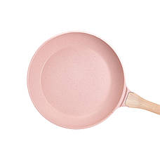 Набір універсальних сковорідок ⌀ 20/24/28 см MGC алюмінієвий з антипригарним покриттям 1,2/2/3 л Рожевий, фото 2