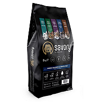 Сухий корм Savory для довгошерстих котів зі свіжим лососем і білою рибою 8 кг