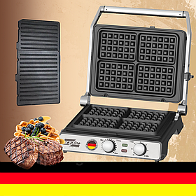 Багатофункціональний прес-гриль 2в1 Zepline 3500 Вт притискний електрогриль вафельниця з таймером