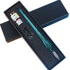 Скляна чорнильна ручка для письма та каліграфії бирюзова