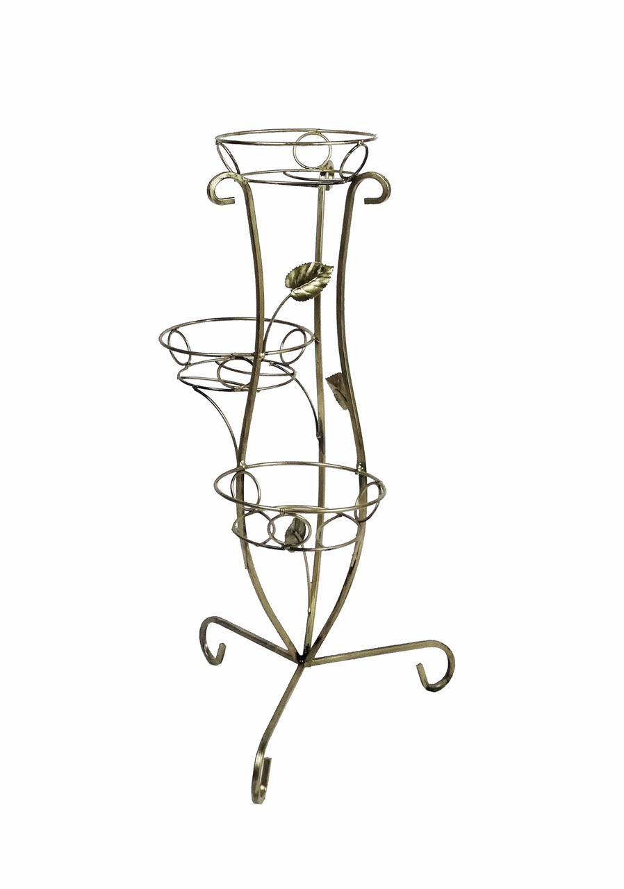 Підставка для квітів в інтер'єрі на 3 вазони металева, дно вазону d-20 см, Хатинка, фото 1