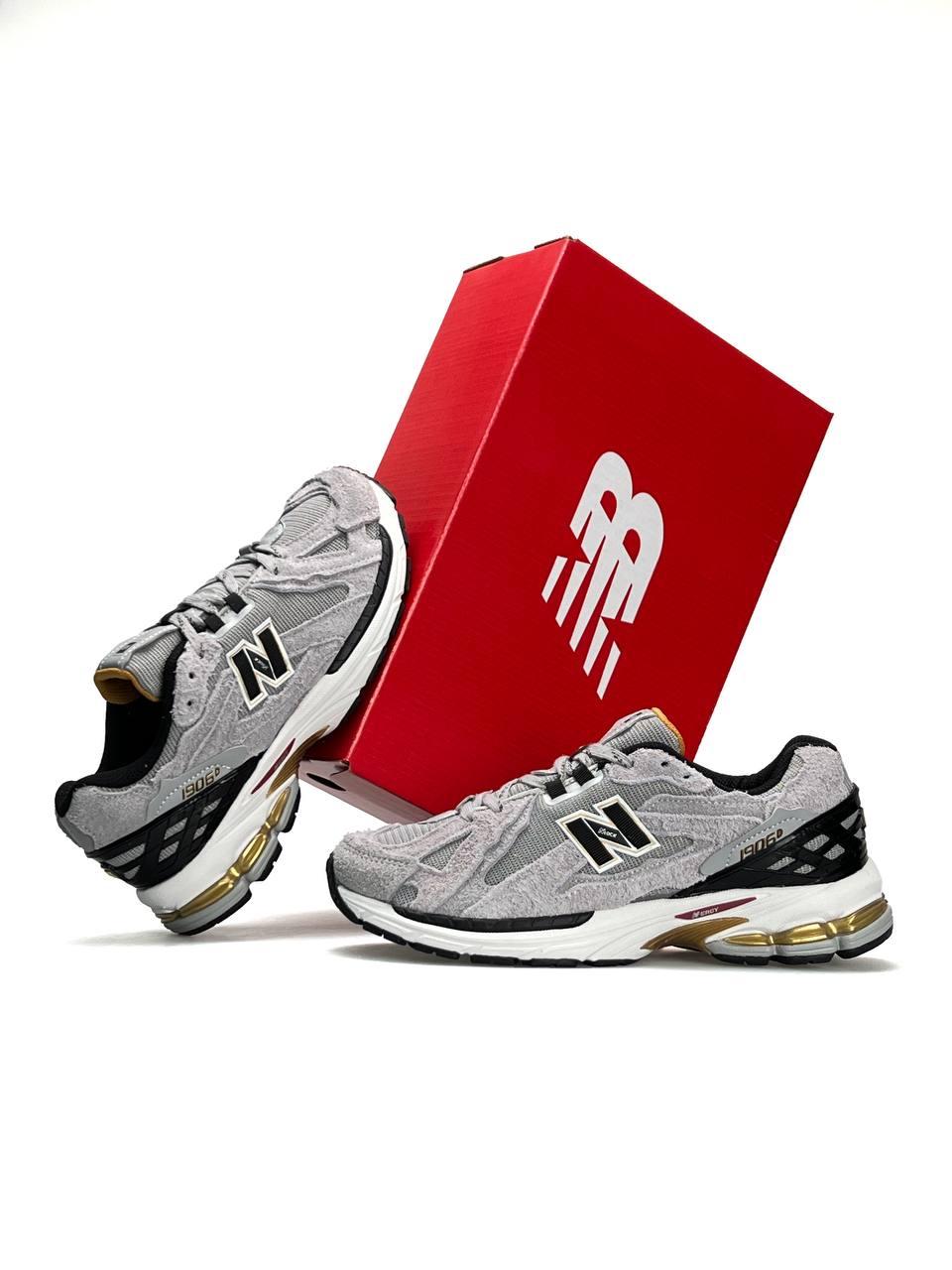 Чоловічі кросівки замша текстиль New Balance 1906D Grey Black Gold, кеди Нью Беланс сірі. Чоловіче взуття