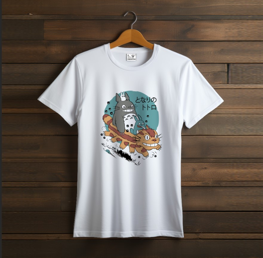 Футболка унісекс з принтом "Білого кольору, My Neighbor Totoro, Мій сусід Тоторо, Котобус, аніме"