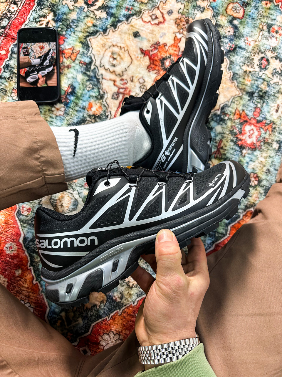 Зимові Чоловічі Кросівки Salomon XT-6 Advanced Gore-Tex / Саломон ХТ-6 Адванст Гор Текс Чорні із Сріблястим