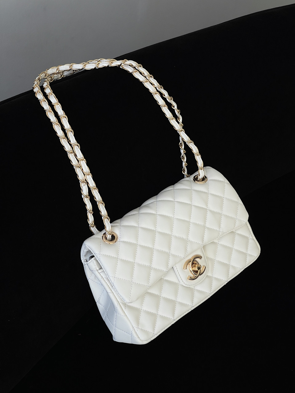 Сумка женская клатч через плечо Chanel Classic Double Flap Bag  Шанель белый золото, фото 1