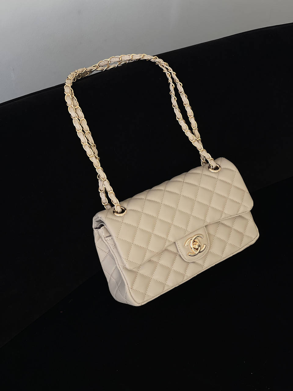 Сумка жіноча клатч через плече Chanel Classic Double Flap Bag Шанель бежеве золото, фото 1