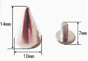 Шип конус металевий на гвинті 10x14 мм