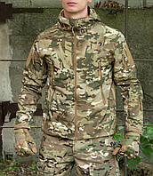 Военная куртка Soft Shell мультикам на флисе для армии демисезоная multicam