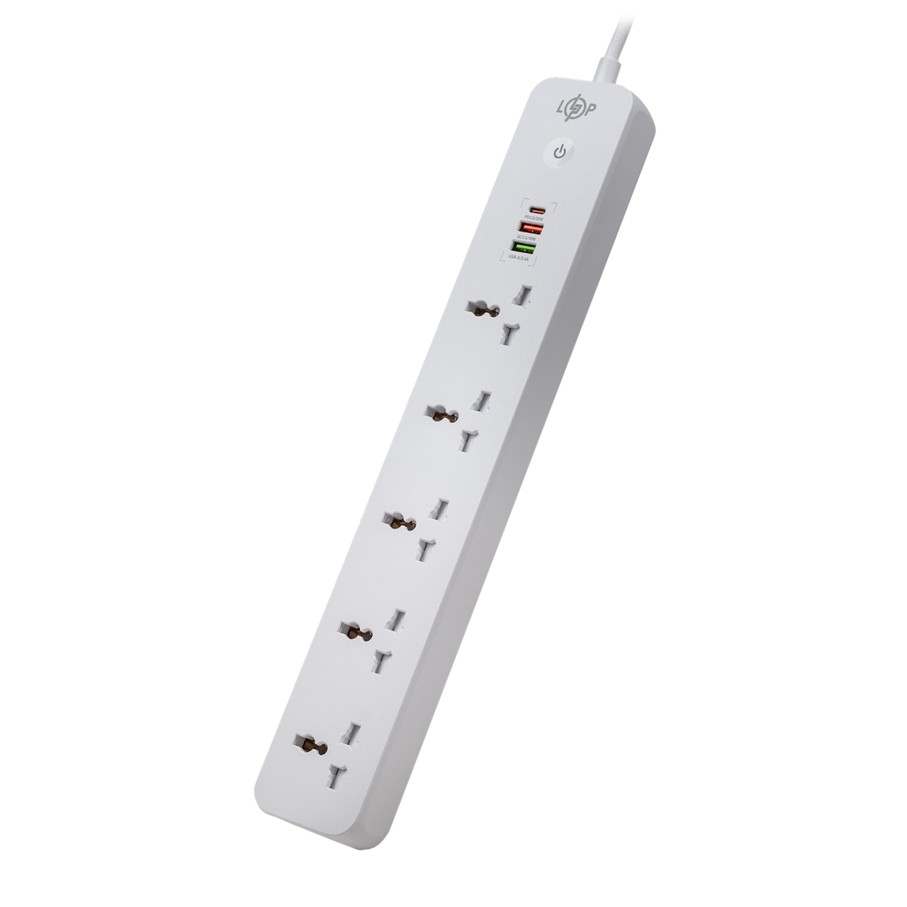 Мережевий фільтр (подовжувач) LP (5x220V-2500W, 1xUSB-38W/PD/QC3.0, 1xType-C 20W, 1xUSB 18W)