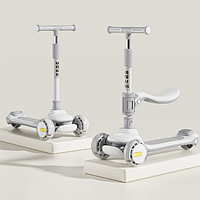 Дитячий триколісний самокат Qiancheng, Трансформер самокат із світними колесами та Bluetooth-колонкою ORB