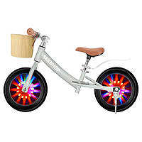 Детский беговел с подсветкой Seknhop, Беговел на надувных колесах и с LED-подсветкой, Белый + НАСОС ORB