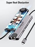 USB-хаб 10 в 1 Lemorele TC46 концентратор (Type-C to USB-C, 2хUSB 3.0, 2хUSB 2.0, HDMI, RJ45, SD, PD), фото 6