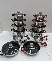 Набір кухонного посуду з нежавкої сталі з 9-шаровим дном Zeline із силіконовими ручками 12 предметів