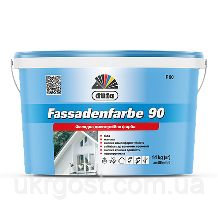 Фасадна фарба акрилова водоемульсійна Dufa Fassadenfarbe F90 мат білий 14 кг, фото 1