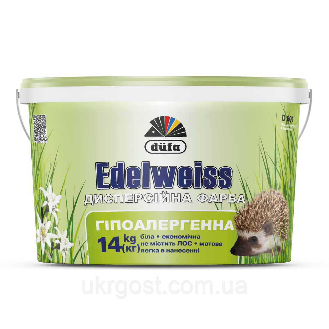 Фарба для стін акрилова гіпоалергенна Dufa Edelweiss D601 мат білий 3,5 кг