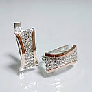 Срібні сережки з золотими вставками, фото 2