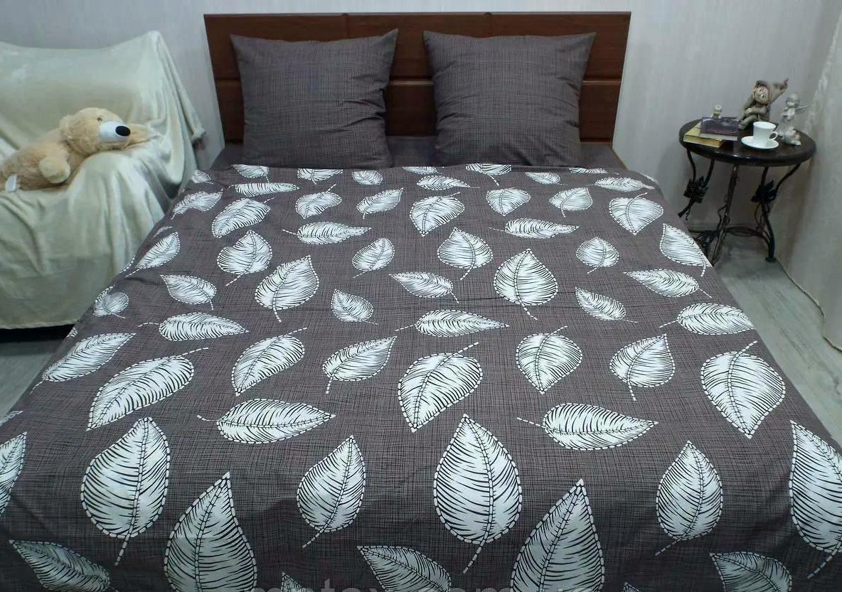 Полуторний комплект постільної білизни стандартний, принт: Біле листя, компанія