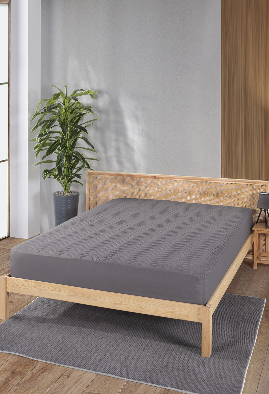 Наматрацник стьобаний водонепроникний Kayra 160х200 см., Сірий, фото 1
