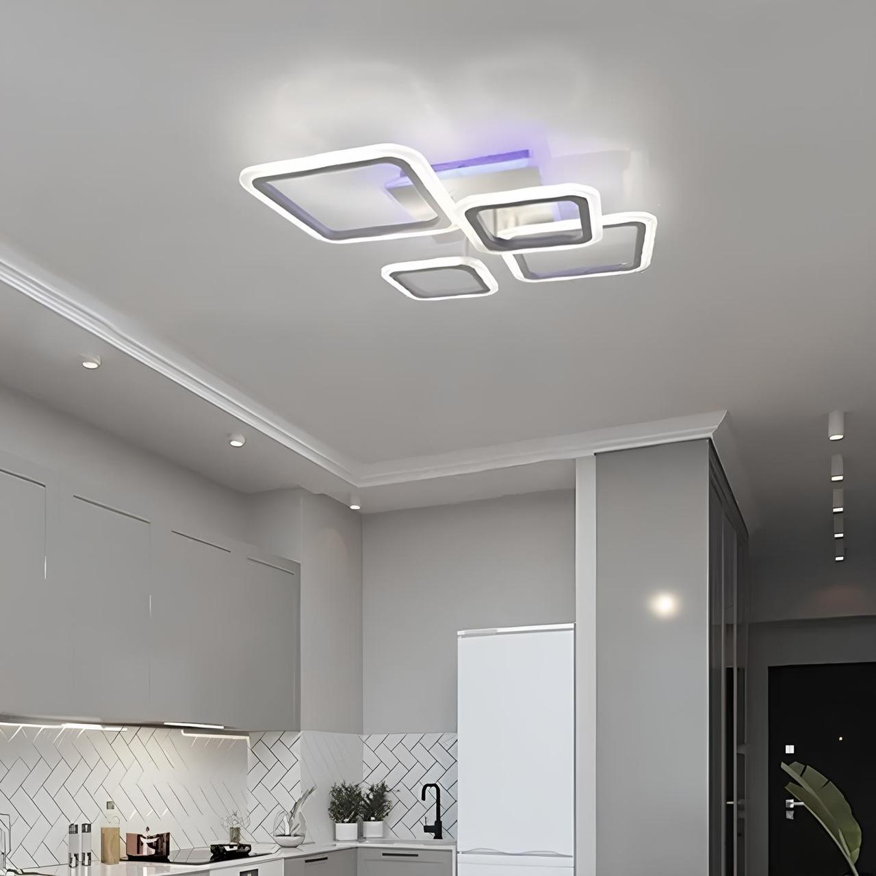 Чорна світлодіодна Led-люстра з пультом та RGB на 90 Вт, до 18 м² LUMINARIA OVAL RGB 90W 5S WHITE, фото 1